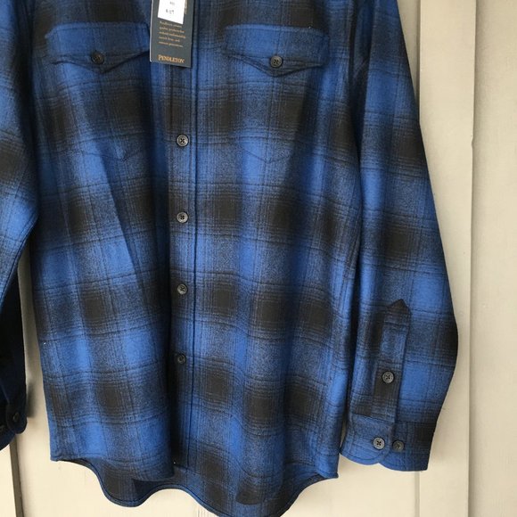 Pendleton NWT Royal & Black Plaid NWT Sz Med & Large - Picture 5 of 10